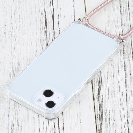 Four-corner Shockproof Transparent TPU Protective Case with Lanyard For iPhone 13(Light Pink)-garmade.com
