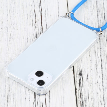 Four-corner Shockproof Transparent TPU Protective Case with Lanyard For iPhone 13(Blue)-garmade.com