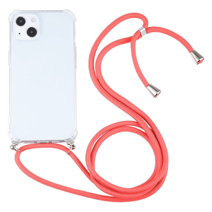 Four-corner Shockproof Transparent TPU Protective Case with Lanyard For iPhone 13(Orange)-garmade.com