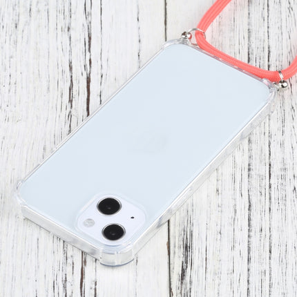 Four-corner Shockproof Transparent TPU Protective Case with Lanyard For iPhone 13(Orange)-garmade.com