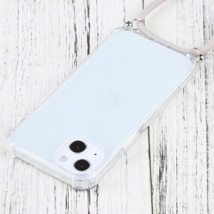 Four-corner Shockproof Transparent TPU Protective Case with Lanyard For iPhone 13(Apricot)-garmade.com