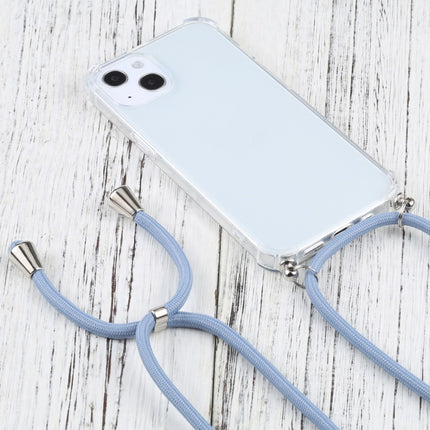 Four-corner Shockproof Transparent TPU Protective Case with Lanyard For iPhone 13(Blue Grey)-garmade.com