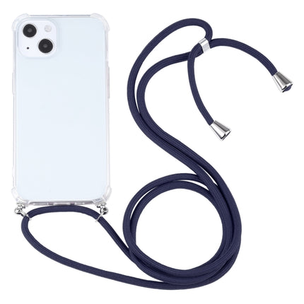 Four-corner Shockproof Transparent TPU Protective Case with Lanyard For iPhone 13(Dark Blue)-garmade.com