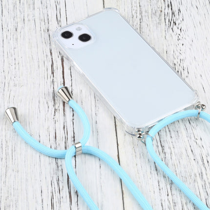 Four-corner Shockproof Transparent TPU Protective Case with Lanyard For iPhone 13(Lake Blue)-garmade.com
