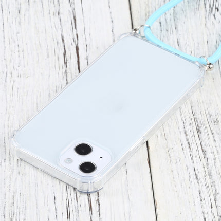 Four-corner Shockproof Transparent TPU Protective Case with Lanyard For iPhone 13(Lake Blue)-garmade.com