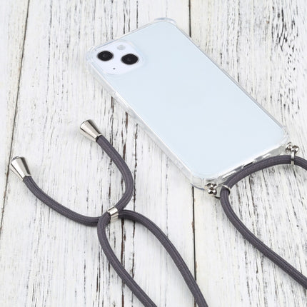 Four-corner Shockproof Transparent TPU Protective Case with Lanyard For iPhone 13(Grey)-garmade.com