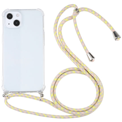 Four-corner Shockproof Transparent TPU Protective Case with Lanyard For iPhone 13(Gold Yellow)-garmade.com