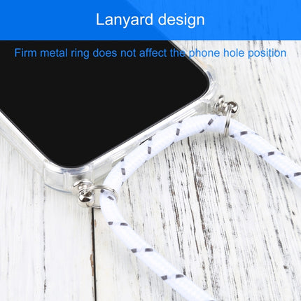 Four-corner Shockproof Transparent TPU Protective Case with Lanyard For iPhone 13(White Thick Black)-garmade.com