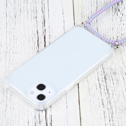 Four-corner Shockproof Transparent TPU Protective Case with Lanyard For iPhone 13(Purple Blue)-garmade.com