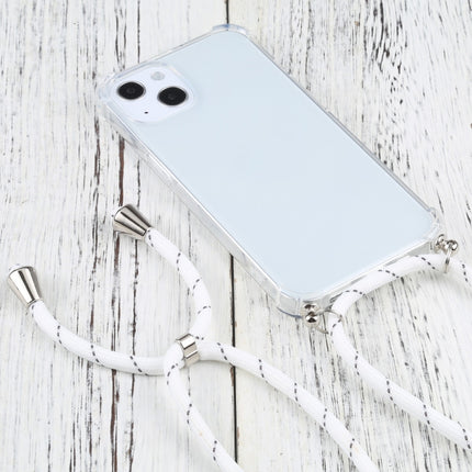 Four-corner Shockproof Transparent TPU Protective Case with Lanyard For iPhone 13(White Thin Black)-garmade.com