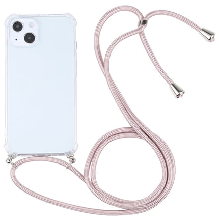 Four-corner Shockproof Transparent TPU Protective Case with Lanyard For iPhone 13 mini(Light Pink)-garmade.com