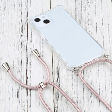 Four-corner Shockproof Transparent TPU Protective Case with Lanyard For iPhone 13 mini(Light Pink)-garmade.com