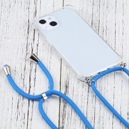 Four-corner Shockproof Transparent TPU Protective Case with Lanyard For iPhone 13 mini(Blue)-garmade.com