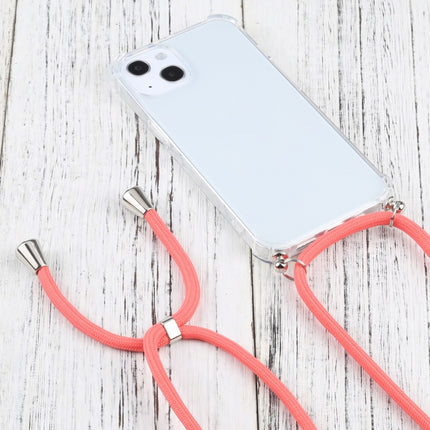 Four-corner Shockproof Transparent TPU Protective Case with Lanyard For iPhone 13 mini(Orange)-garmade.com