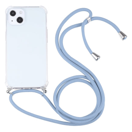 Four-corner Shockproof Transparent TPU Protective Case with Lanyard For iPhone 13 mini(Blue Grey)-garmade.com