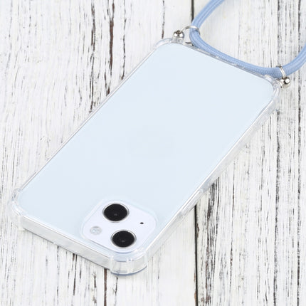 Four-corner Shockproof Transparent TPU Protective Case with Lanyard For iPhone 13 mini(Blue Grey)-garmade.com