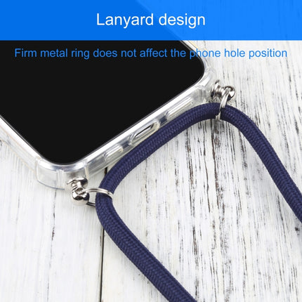 Four-corner Shockproof Transparent TPU Protective Case with Lanyard For iPhone 13 mini(Dark Blue)-garmade.com