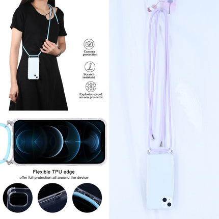 Four-corner Shockproof Transparent TPU Protective Case with Lanyard For iPhone 13 mini(Light Purple)-garmade.com