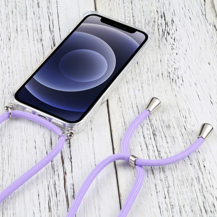 Four-corner Shockproof Transparent TPU Protective Case with Lanyard For iPhone 13 mini(Purple)-garmade.com