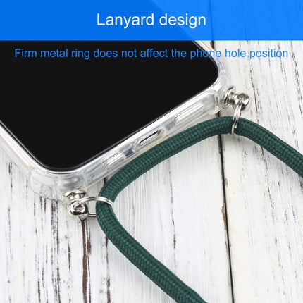 Four-corner Shockproof Transparent TPU Protective Case with Lanyard For iPhone 13 mini(Dark Green)-garmade.com