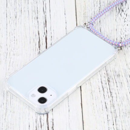 Four-corner Shockproof Transparent TPU Protective Case with Lanyard For iPhone 13 mini(Purple Blue)-garmade.com