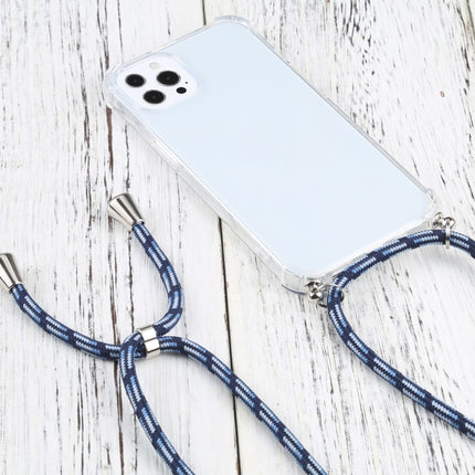 Four-corner Shockproof Transparent TPU Protective Case with Lanyard For iPhone 13 Pro(Colorful Blue)-garmade.com
