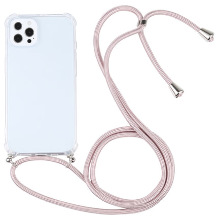 Four-corner Shockproof Transparent TPU Protective Case with Lanyard For iPhone 13 Pro(Light Pink)-garmade.com