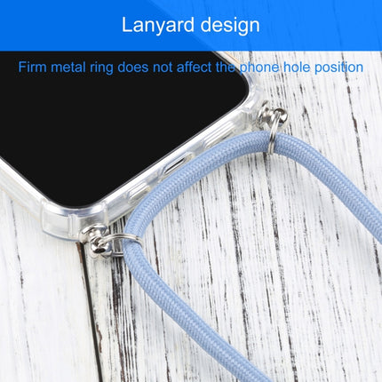 Four-corner Shockproof Transparent TPU Protective Case with Lanyard For iPhone 13 Pro(Blue Grey)-garmade.com