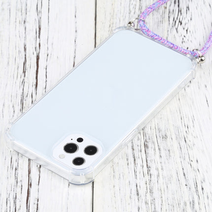 Four-corner Shockproof Transparent TPU Protective Case with Lanyard For iPhone 13 Pro(Colorful Purple)-garmade.com