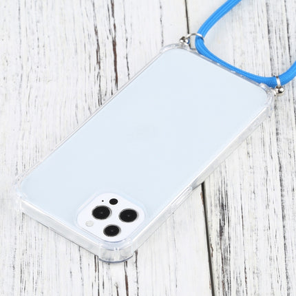 Four-corner Shockproof Transparent TPU Protective Case with Lanyard For iPhone 13 Pro Max(Blue)-garmade.com