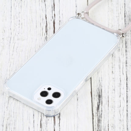 Four-corner Shockproof Transparent TPU Protective Case with Lanyard For iPhone 13 Pro Max(Apricot)-garmade.com