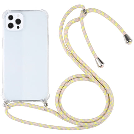 Four-corner Shockproof Transparent TPU Protective Case with Lanyard For iPhone 13 Pro Max(Gold Yellow)-garmade.com