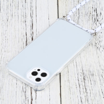 Four-corner Shockproof Transparent TPU Protective Case with Lanyard For iPhone 13 Pro Max(White Thick Black)-garmade.com