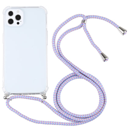 Four-corner Shockproof Transparent TPU Protective Case with Lanyard For iPhone 13 Pro Max(Purple Blue)-garmade.com