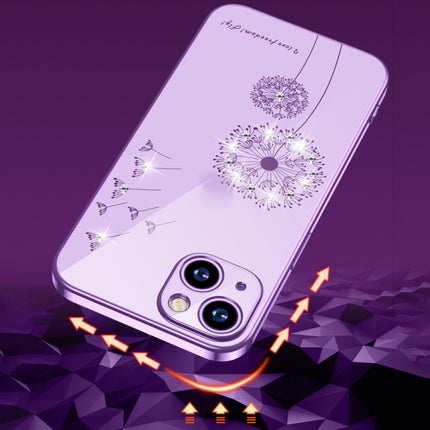 Electroplating Diamond Dandelion Pattern TPU Shockproof Protective Case For iPhone 13 mini(Purple)-garmade.com