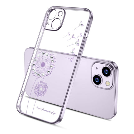 Electroplating Diamond Dandelion Pattern TPU Shockproof Protective Case For iPhone 13(Purple)-garmade.com
