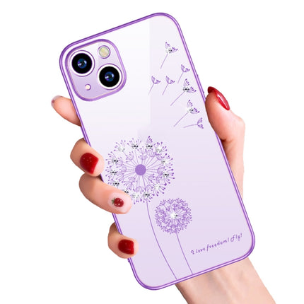 Electroplating Diamond Dandelion Pattern TPU Shockproof Protective Case For iPhone 13 Pro Max(Navy Blue)-garmade.com