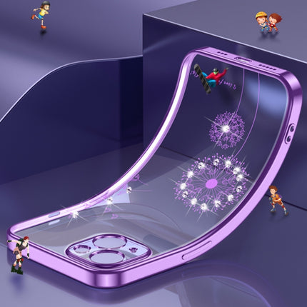 Electroplating Diamond Dandelion Pattern TPU Shockproof Protective Case For iPhone 13 Pro Max(Purple)-garmade.com