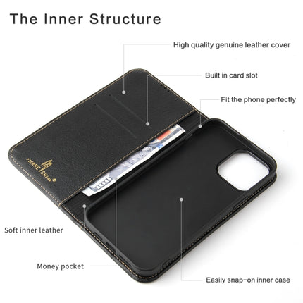 Genuine Leather Horizontal Flip Leather Case with Holder & Card Slots & Wallet For iPhone 13(Black)-garmade.com