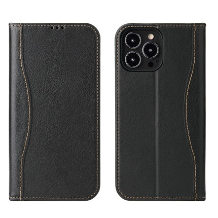 Genuine Leather Horizontal Flip Leather Case with Holder & Card Slots & Wallet For iPhone 13 Pro(Black)-garmade.com