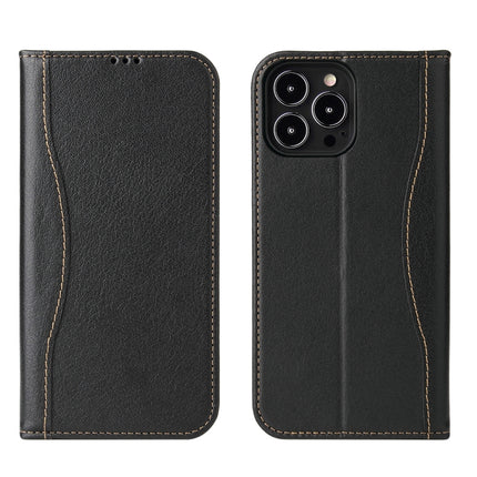 Genuine Leather Horizontal Flip Leather Case with Holder & Card Slots & Wallet For iPhone 13 Pro Max(Black)-garmade.com