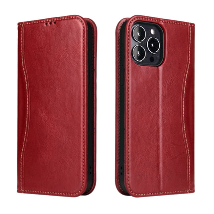 Genuine Leather Horizontal Flip Leather Case with Holder & Card Slots & Wallet For iPhone 13 Pro Max(Wine Red)-garmade.com