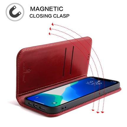 Genuine Leather Horizontal Flip Leather Case with Holder & Card Slots & Wallet For iPhone 13 Pro Max(Wine Red)-garmade.com