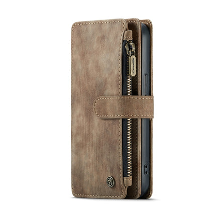 CaseMe-C30 PU + TPU Multifunctional Horizontal Flip Leather Case with Holder & Card Slot & Wallet & Zipper Pocket For iPhone 13(Brown)-garmade.com