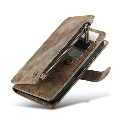 CaseMe-C30 PU + TPU Multifunctional Horizontal Flip Leather Case with Holder & Card Slot & Wallet & Zipper Pocket For iPhone 13 mini(Brown)-garmade.com