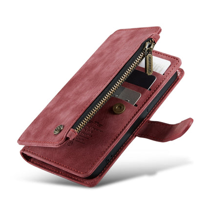 CaseMe-C30 PU + TPU Multifunctional Horizontal Flip Leather Case with Holder & Card Slot & Wallet & Zipper Pocket For iPhone 13 mini(Red)-garmade.com