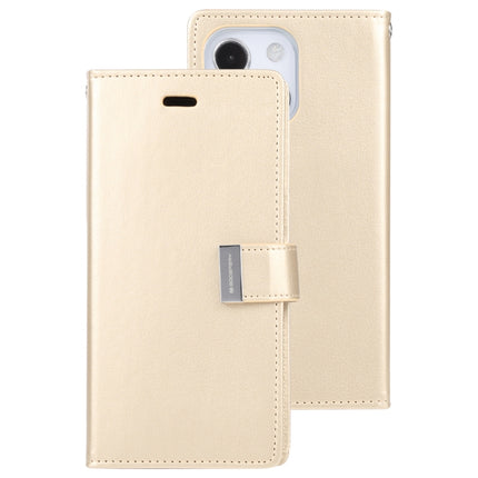 GOOSPERY RICH DIARY Crazy Horse Texture Horizontal Flip Leather Case with Holder & Card Slots & Wallet For iPhone 13(Gold)-garmade.com