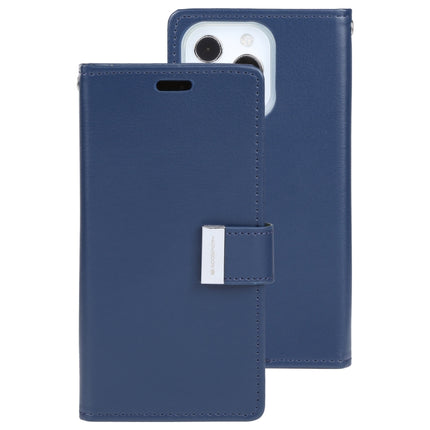 GOOSPERY RICH DIARY Crazy Horse Texture Horizontal Flip Leather Case with Holder & Card Slots & Wallet For iPhone 13 Pro Max(Blue)-garmade.com