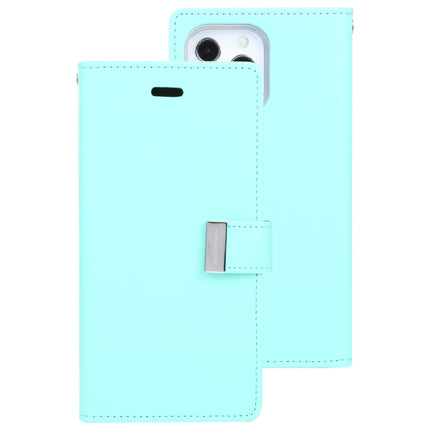 GOOSPERY RICH DIARY Crazy Horse Texture Horizontal Flip Leather Case with Holder & Card Slots & Wallet For iPhone 13 Pro Max(Mint Green)-garmade.com