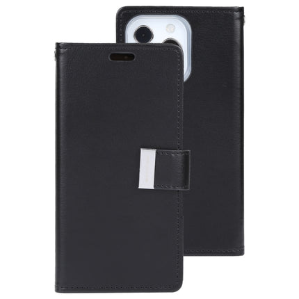 GOOSPERY RICH DIARY Crazy Horse Texture Horizontal Flip Leather Case with Holder & Card Slots & Wallet For iPhone 13 Pro Max(Black)-garmade.com